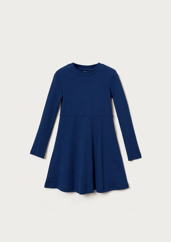 Foto do produto: Vestido Infantil Evasê Em Ribana Canelada - Azul