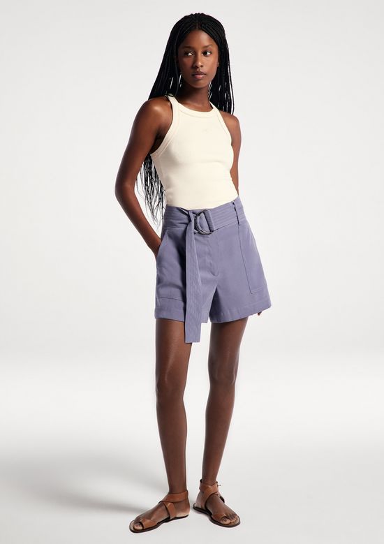 Foto do produto: Shorts Feminino Com Cinto Peach Touch - Cinza