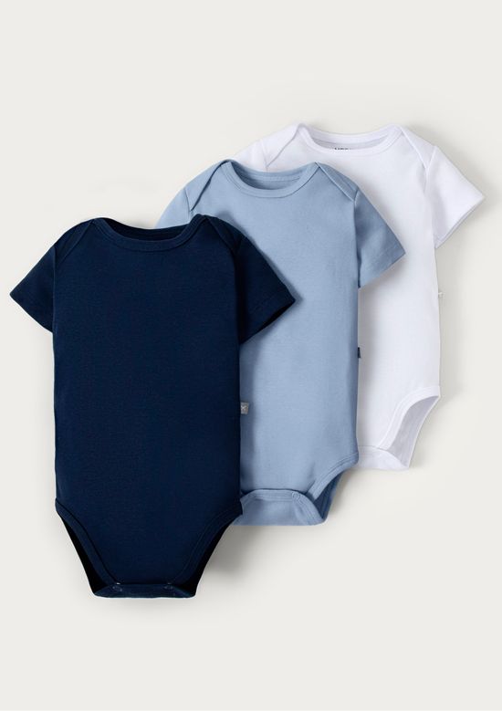 Foto do produto: Kit Com 3 Bodies Bebê Unissex Em Ribana - Multicolorido
