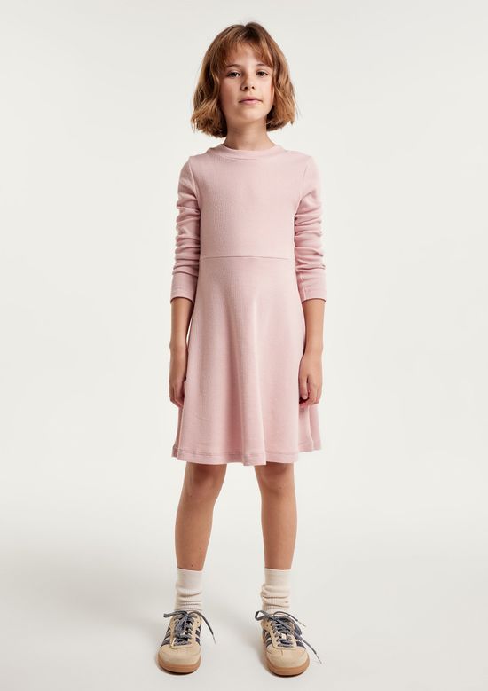 Foto do produto: Vestido Infantil Evasê Em Ribana Canelada - Rosa