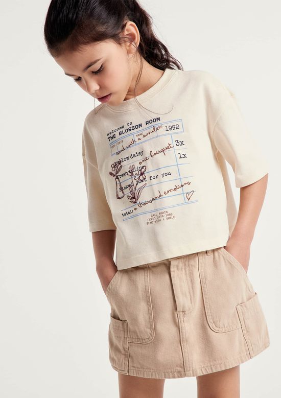 Foto do produto: Shorts Saia Infantil Cargo Em Sarja - Bege