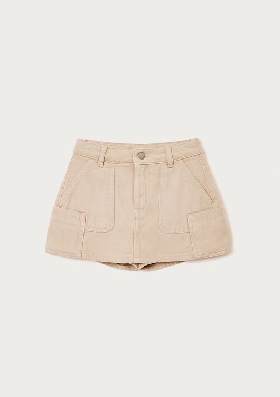 Foto do produto: Shorts Saia Infantil Cargo Em Sarja - Bege