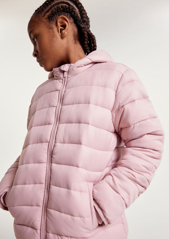 Foto do produto: Jaqueta Puffer Infantil Unissex Com Capuz - Rosa
