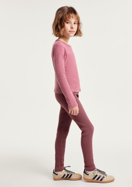 Foto do produto: Calça Legging Infantil Menina Em Ribana Canelada - Vinho