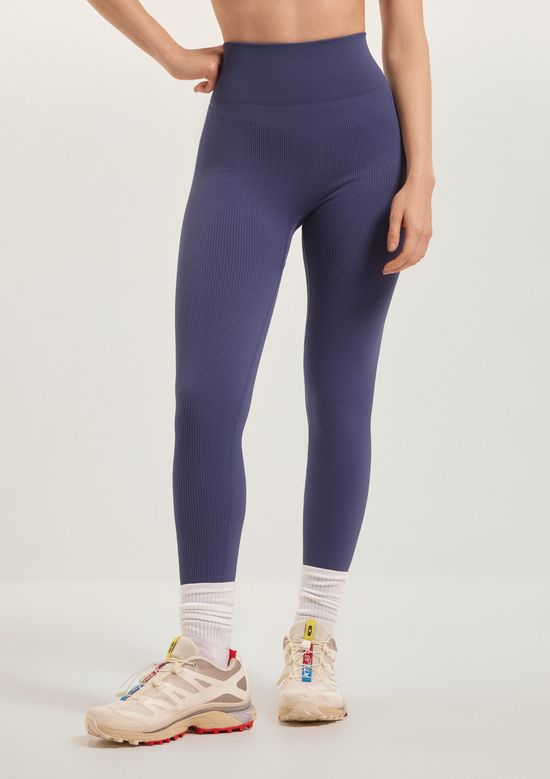 Foto do produto: Calça Legging Feminina Canelada Sem Costura - Azul