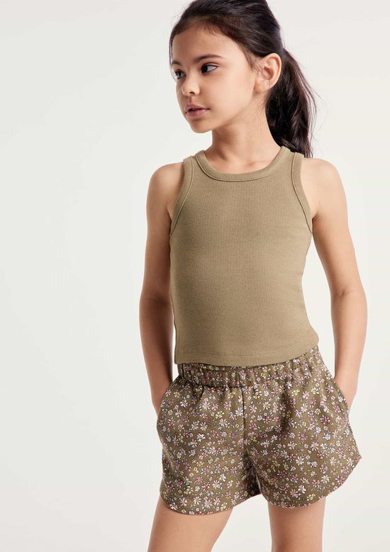 Foto do produto: Shorts Infantil Menina Cós Elástico Estampado - Caqui