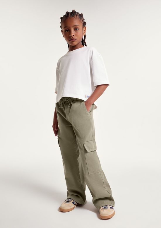 Foto do produto: Calça Infantil Menina Bolso Cargo em Sarja - Verde