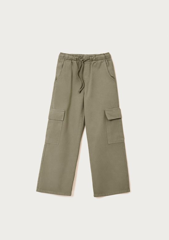 Foto do produto: Calça Infantil Menina Bolso Cargo em Sarja - Verde