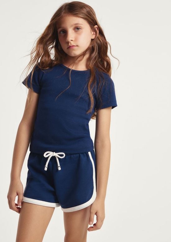 Foto do produto: Blusa Manga Curta Infantil Menina Em Ribana - Azul