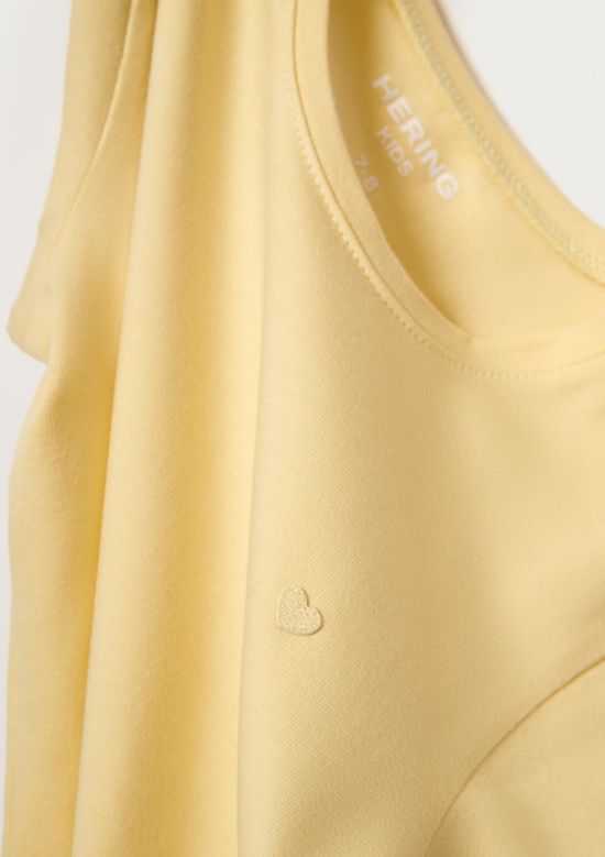 Foto do produto: Blusa Básica Infantil Menina Manga Curta Slim Com Bordado Coração - Amarelo