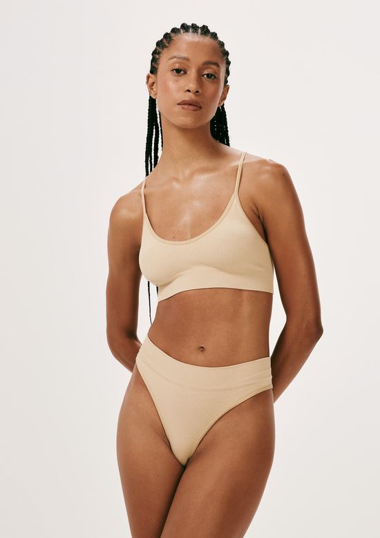 Foto do produto: Calcinha Cintura Alta Cós Duplo - Bege