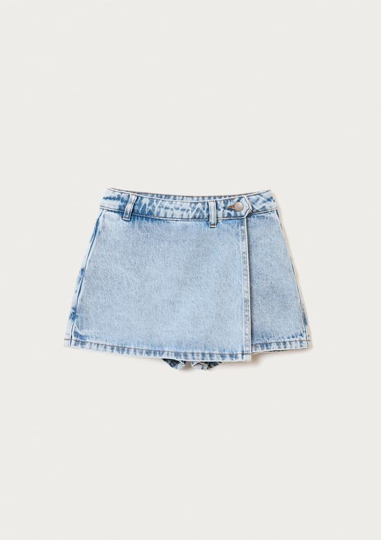 Foto do produto: Shorts Saia Infantil Em Jenas Estonado - Azul