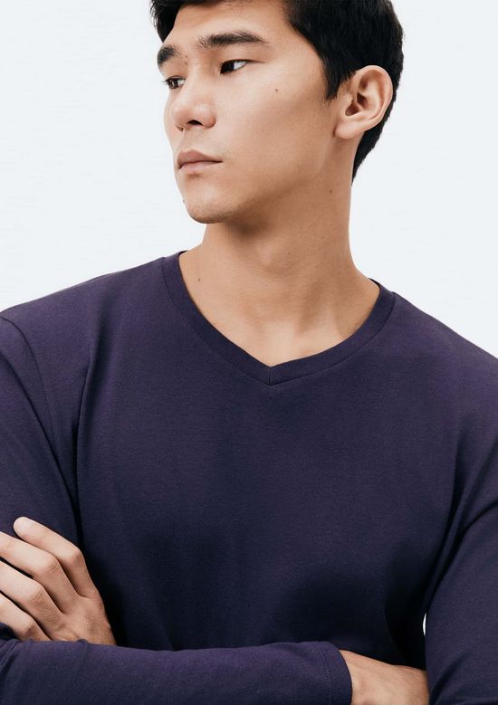 Foto do produto: Camiseta Básica Masculina Manga Longa Gola V World - Azul