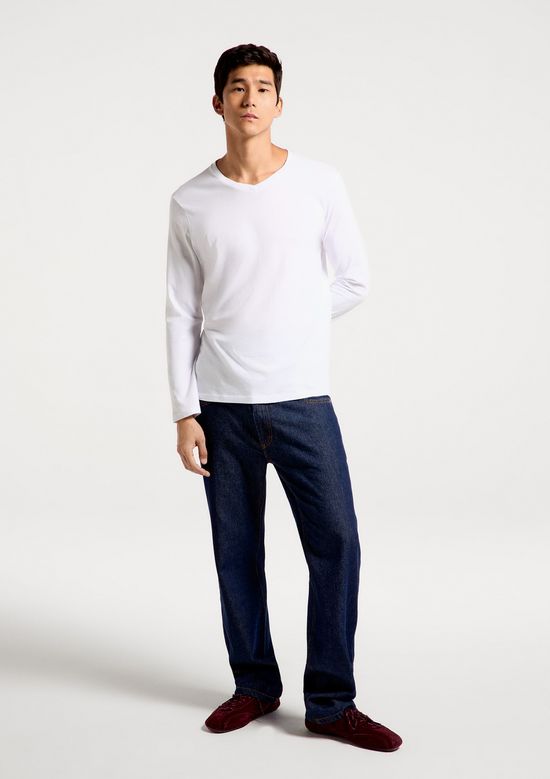 Foto do produto: Camiseta Básica Masculina Manga Longa Gola V World - Branco