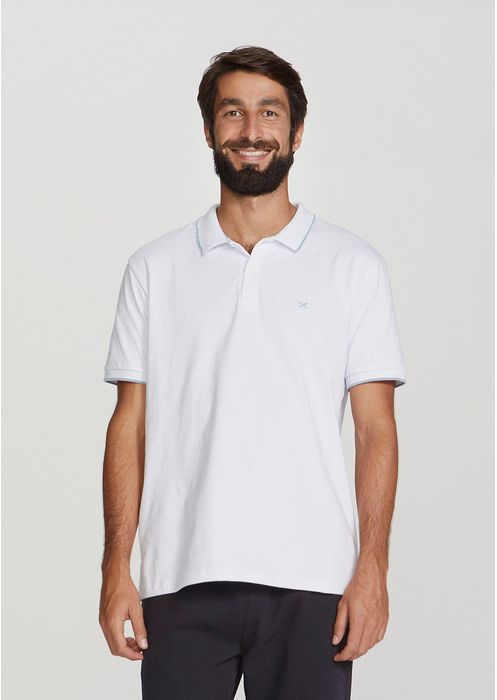 Camisa Polo Básica Masculina Em Malha De Algodão Com Bordado - Off White