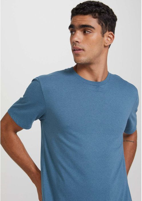 Camiseta Básica Manga Curta Masculina Em Malha H+ - Azul