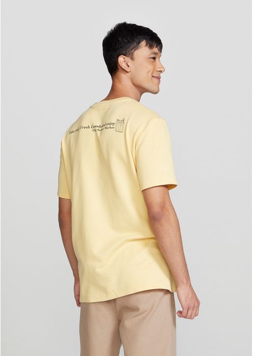 Camiseta Manga Curta Em Malha De Algodão - Amarelo