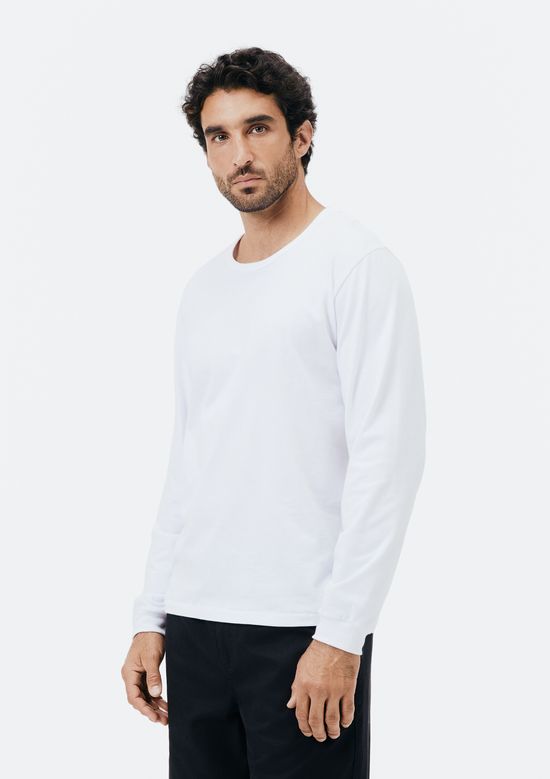 Foto do produto: Camiseta Básica Masculina Manga Longa Slim - Branco