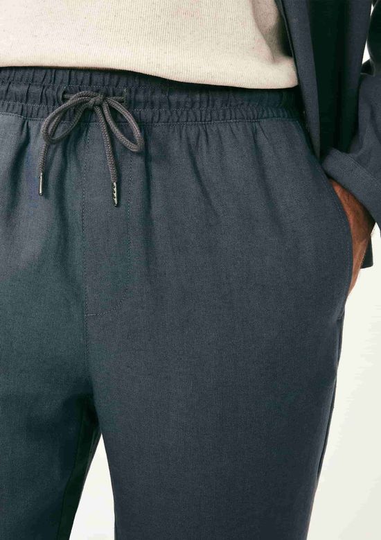 Foto do produto: Calça Básica Masculina Taper Em Linho - Azul