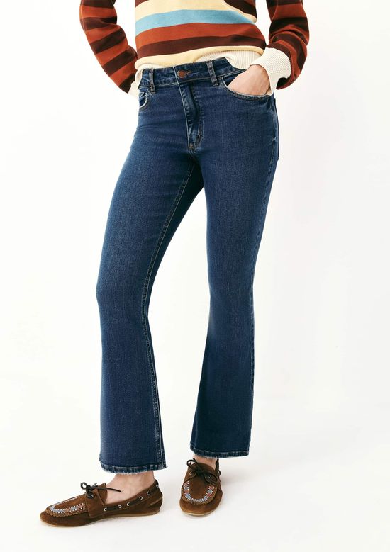 Foto do produto: Calça Jeans Básica Feminina Cintura Média Flare Petit - Azul