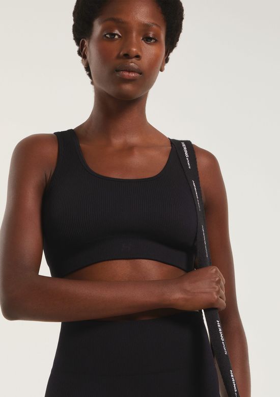 Foto do produto: Top Esportivo Canelado Sem Costura - Preto