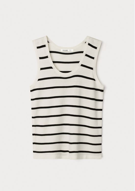 Foto do produto: Regata Feminina Listrada Em Tricô Leve - Off white
