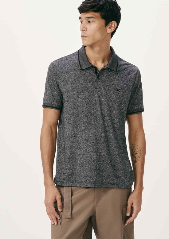 Foto do produto: Camisa Polo Básica Masculina Em Malha Texturizada - Cinza