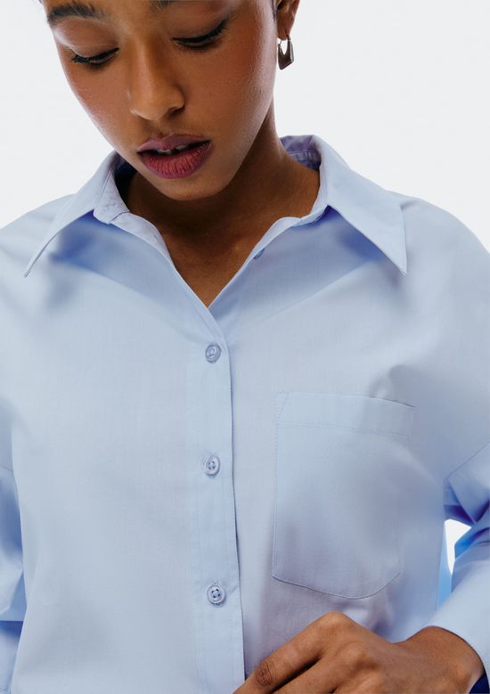 Foto do produto: Camisa Feminina Manga Longa Com Bolso - Azul