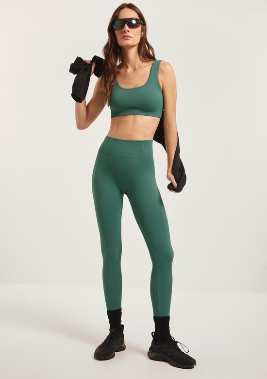 Foto do produto: Calça Legging Feminina Canelada Sem Costura - Verde