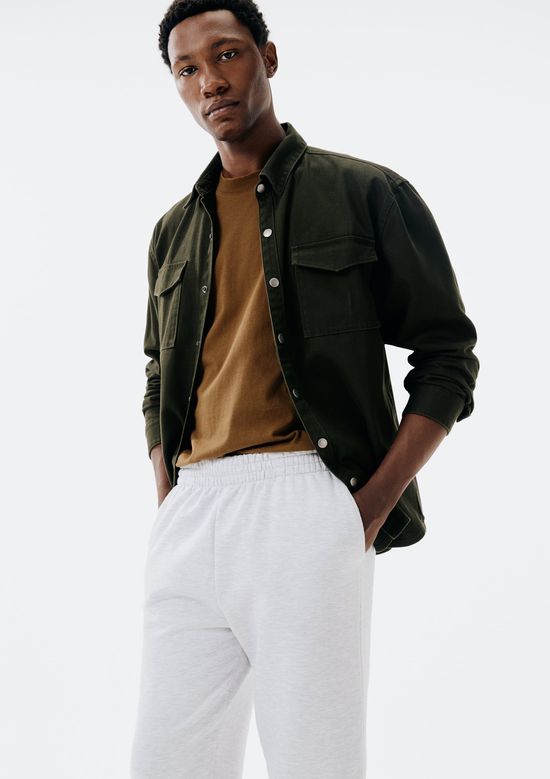 Foto do produto: Calça Básica Masculina Reta Em Moletom Peluciado - Cinza