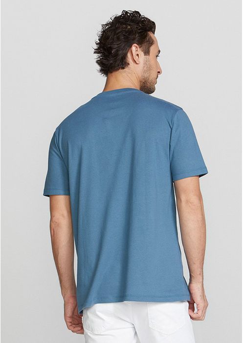 Camiseta Básica Masculina Manga Curta Com Decote V World - Azul