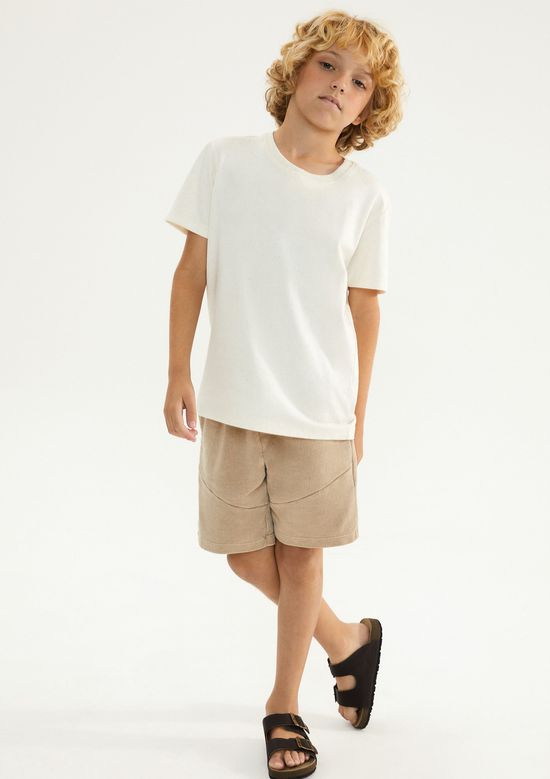 Foto do produto: Bermuda Infantil Menino Em Moletom - Bege