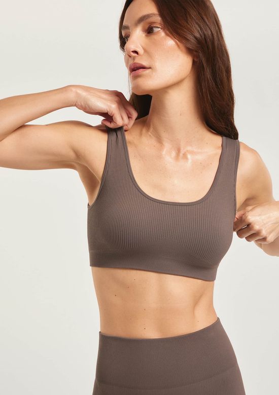 Foto do produto: Top Esportivo Canelado Sem Costura - Cinza