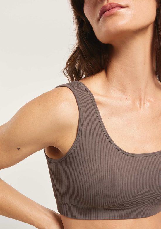 Foto do produto: Top Esportivo Canelado Sem Costura - Cinza
