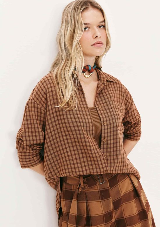 Foto do produto: Camisa Feminina Manga Longa Fio Tinto - Marrom