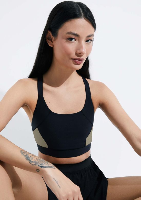 Foto do produto: Top Esportivo Feminino Com Proteção UV 50 + - Preto