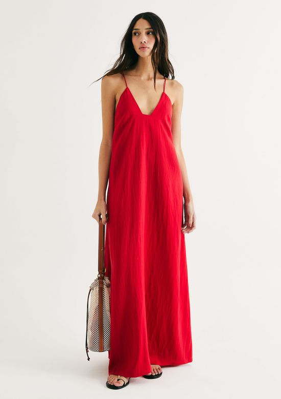 Foto do produto: Vestido Longo Peach Touch Evasê - Vermelho