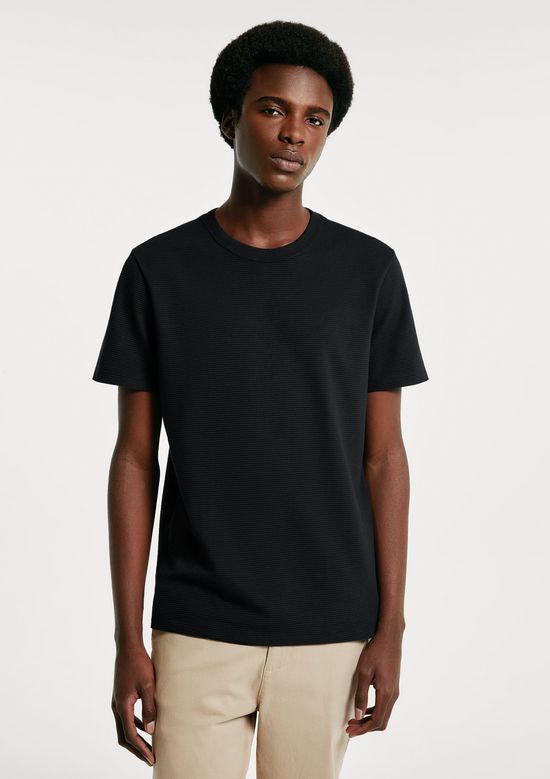 Foto do produto: Camiseta Masculina Algodão Peruano Textura Ottoman - Preto
