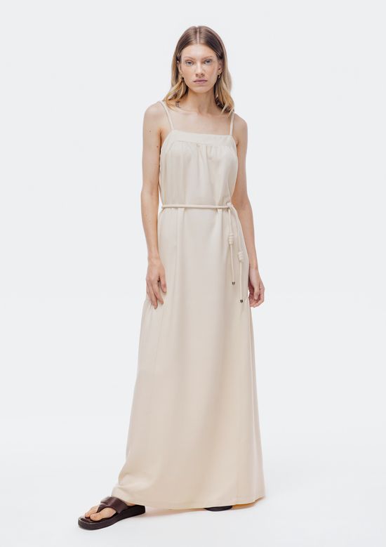 Foto do produto: Vestido Longo Evasê Creponado - Creme