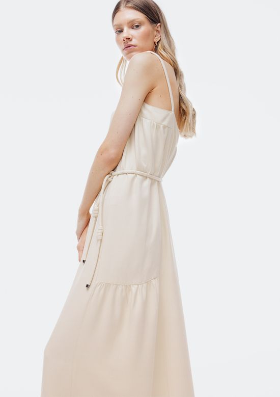 Foto do produto: Vestido Longo Evasê Creponado - Creme