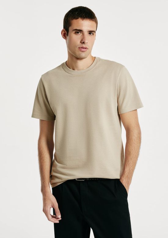 Foto do produto: Camiseta Masculina Algodão Peruano Textura Ottoman - Bege