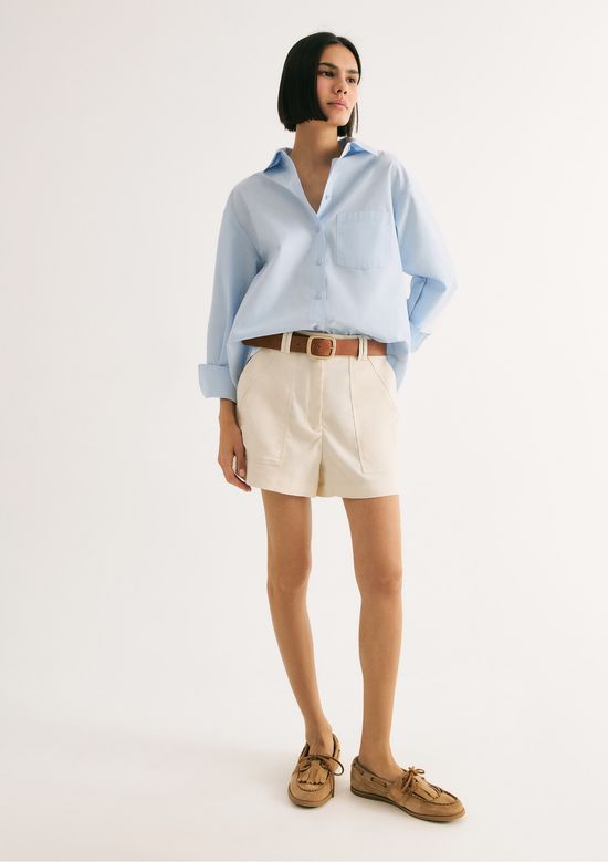 Foto do produto: Shorts Feminino Cintura Alta Em Alfaiataria - Creme