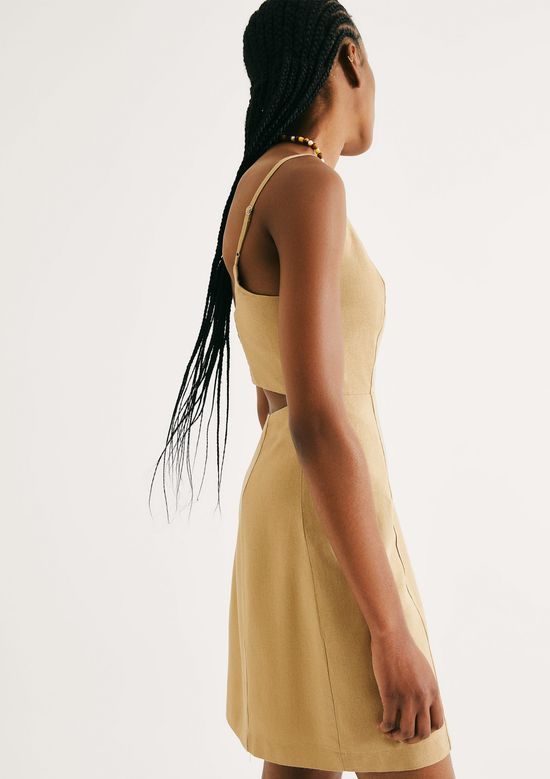 Foto do produto: Vestido Curto Com Linho - Bege