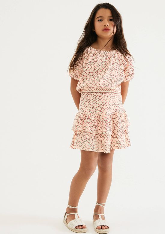 Foto do produto: Shorts Saia Infantil Babados Texturizado - Vermelho