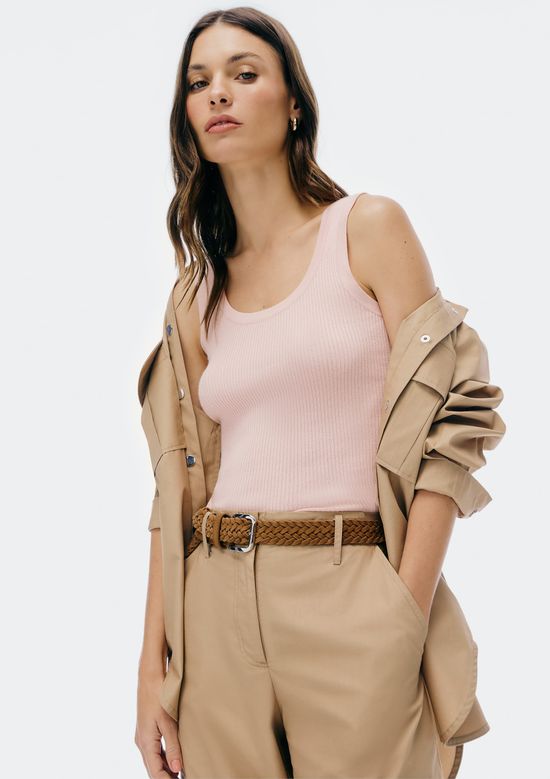 Foto do produto: Regata Feminina Canelada Decote U - Rosa