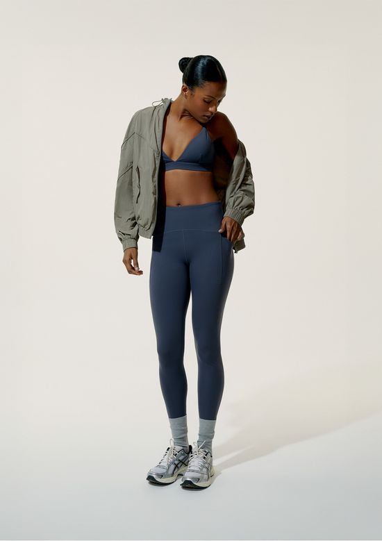 Foto do produto: Calça Legging Esportiva Feminina Costuras Contrastantes - Cinza