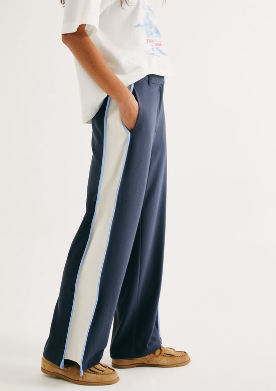 Foto do produto: Calça Feminina Reta Creponada - Azul