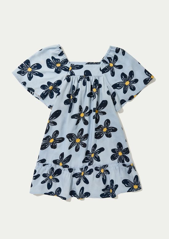 Foto do produto: Vestido Infantil Com Mangas Bufantes - Azul