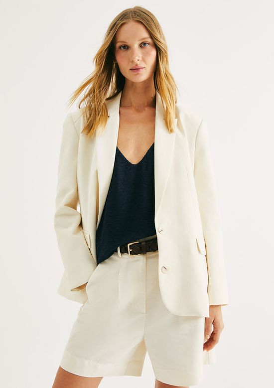 Foto do produto: Blazer Feminino Oversized Com Linho - Creme