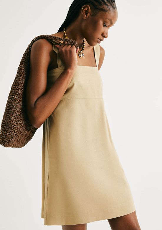 Foto do produto: Vestido Curto Decote Quadrado - Caqui